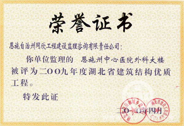 2009年度湖北省结构优质工程州中心医院外科大楼 - 365英国上市〔www.iTongxin.cn〕
